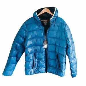 NWT American Eagle Blue and Green Bubble Jacket